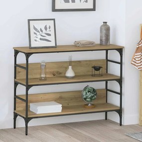 Konzolasztal polcokkal kézműves tölgy 100 x 32 x 75 cm Faanyag