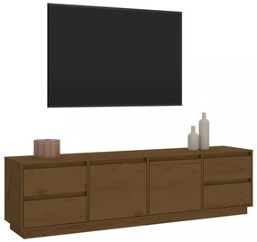 mézbarna tömör fenyőfa TV-szekrény 176x37x47,5 cm
