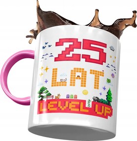 Rózsaszín Bögre Születésnapra 25 25. 25. Ajándék Nyomtatott Fotóval