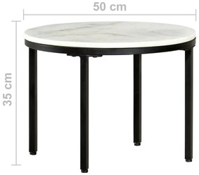 Fehér és fekete valódi tömör márvány dohányzóasztal Ø50 cm