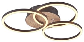 Fekete-barna LED mennyezeti lámpa 43x43 cm Circle – Trio