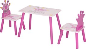 HOMCOM Gyerek Asztal és 2 Szék Szett 55x34x42 cm Asztal 28x26x50 cm 2-4 Éveseknek Rózsaszín | Aosom
