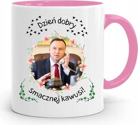 Andrzej Duda Pis Rózsaszín Elnöki Bögre fényképes nyomattal