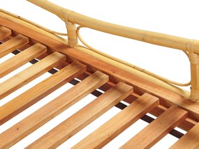 Világosbarna rattan franciaágy 160 x 200 cm DOMEYROT Beliani