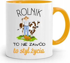 A Gazdálkodó Számára A Sárga Gazdálkodó Bögre Egy Életstílus, fényképes nyomtatással