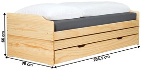 Ágy kihúzható pótággyal  Flapi (fenyő) . 1063844