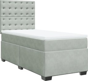 vidaXL világosszürke bársony rugós ágy matraccal 90 x 200 cm