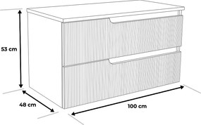 Piramida EURIDIKA fali fürdőszobabútor - mosdópult mosdó nélkül -2 fiókos - PINO TÖLGY- 98x48x53 cm
