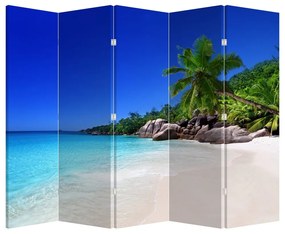 Paraván - Strand a Praslin szigeten (210x170 cm)