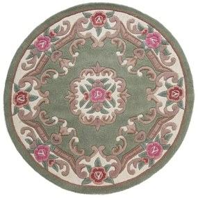Aubusson zöld gyapjú szőnyeg, ⌀ 120 cm - Flair Rugs