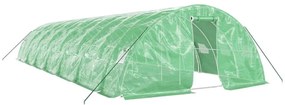 zöld acélvázas melegház 70 m² 14 x 5 x 2,3 m