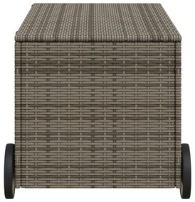 szürke polyrattan kerti tárolóláda kerekekkel 190 L