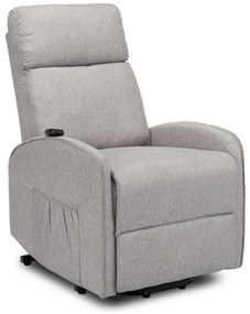 Elektromosan Vezérelhető TV és Relaxfotel Szürke Szövet Kárpittal. Felállást Segítő Funkcióval. COLTON