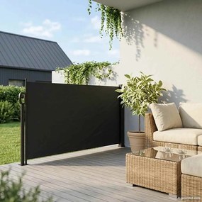 Fekete behúzható oldalsó napellenző 120 x 500 cm