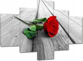 Vászonkép 100x70 Vörös rózsa a deszkákon