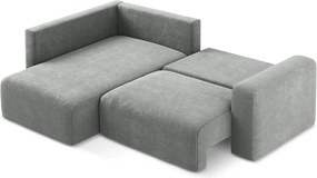 Szürke zsenília kinyitható-tárolóhelyes sarokkanapé (bal oldali-L alakú) Kona – Makamii