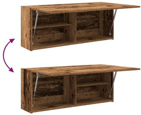 antik fa színű szerelt fa fali fürdőszobaszekrény 100x25x40 cm