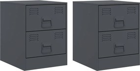 vidaXL 2 db antracitszürke acél éjjeliszekrény 34,5 x 39 x 44 cm