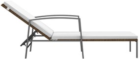2 db barna polyrattan napozóágy asztallal