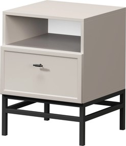 Lorini éjjeliszekrény fiókkal 45 cm - kasmír / fekete T-bar fogantyú / fém láb