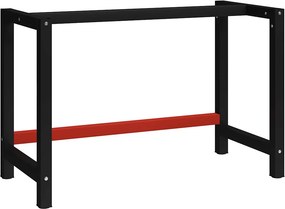 vidaXL fekete és piros fém munkapadváz 120 x 57 x 79 cm