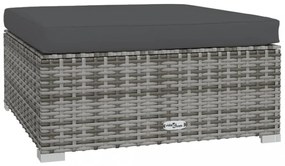 szürke polyrattan kerti lábtartó párnával 70 x 70 x 30 cm