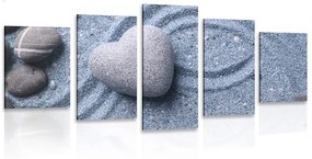 5-részes kép szív alakú kövek homok háttéren