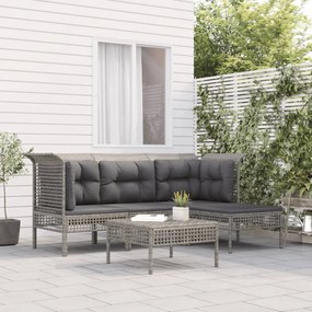 5 részes szürke polyrattan kerti ülőgarnitúra párnákkal