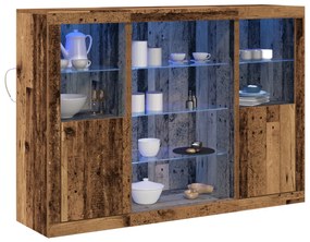 Büféasztal LED világítással Régi fa 142.5x37x100 cm Mérnöki fa