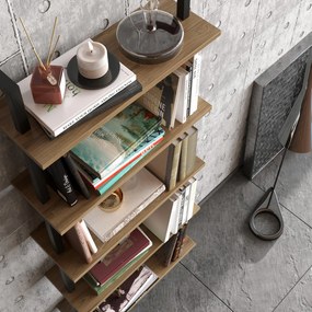 könyvespolc Piante - Walnut, Black