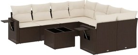 vidaXL 9 részes barna polyrattan kerti ülőgarnitúra párnákkal