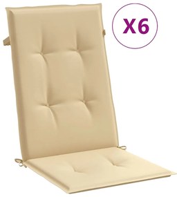 6 db melange bézs szövet magas háttámlájú székpárna 120x50x4 cm