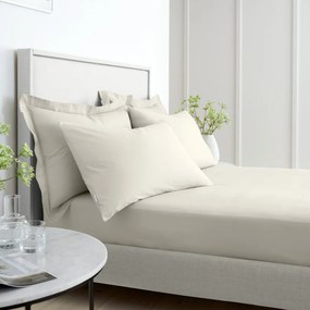 Bézs gumis pamut-perkál lepedő 185x200 cm Cotton Percale – Bianca