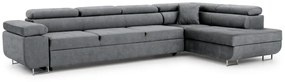 Annabelle Maxi modern sarokkanapé, jobb oldali - grafitszürke könnyen tisztítható velúr Zetta 304 / króm lábak
