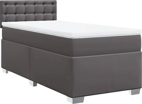 vidaXL szürke műbőr rugós ágy matraccal 90x190 cm