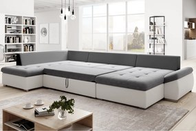 Kinyitható ülőgarnitúra, fehér/szürke, balos, MATAR U