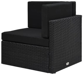 fekete polyrattan sarokkanapé-elem