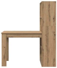 Asztal polcokkal kézműves tölgy 122 x 67 x 145 cm Faanyag