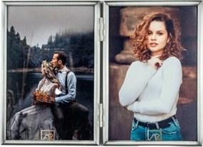 Dupla képkeret két képhez 13x18 függőleges ezüst ajándék