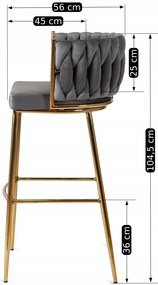 Elegáns Bárszék Szürke Bársony Kárpittal. FLORES 2