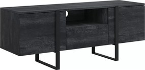 Verica 150 cm-es TV-szekrény nyitott polccal - szénfekete / fekete lábak