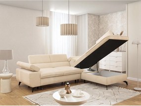 Krémszínű zsenília sarokkanapé (jobb oldali-L alakú) Marbeya – Ropez