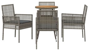 Étkező bútor szett 5-ös szett Szürke Rattan, Üveg Tartós