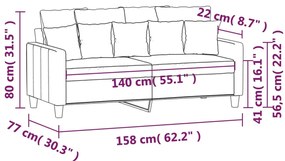 vidaXL kétszemélyes barna szövetkanapé 140 cm