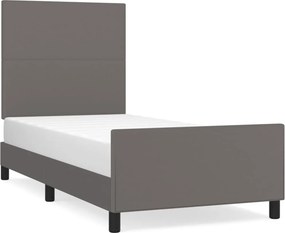 vidaXL szürke műbőr ágykeret fejtámlával 90 x 200 cm