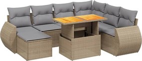 vidaXL 8 részes bézs polyrattan kerti ülőgarnitúra párnával
