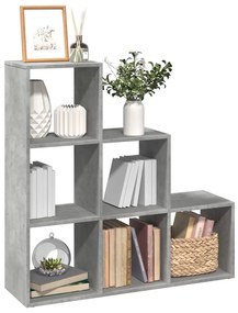 3 szintes betonszürke fa térelválasztó könyvespolc 99x29x99 cm