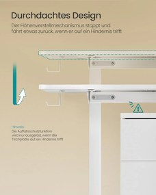 Elektromosan állítható magasságú íróasztal, 60 × 140 cm, felhő fehér színben