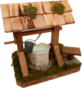 Kút Tetővel És Kék Világítással *4,5V* Betlehemhez- 13cm magas