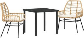 vidaXL Kert étkező szett 3 pcs Barna polirattan